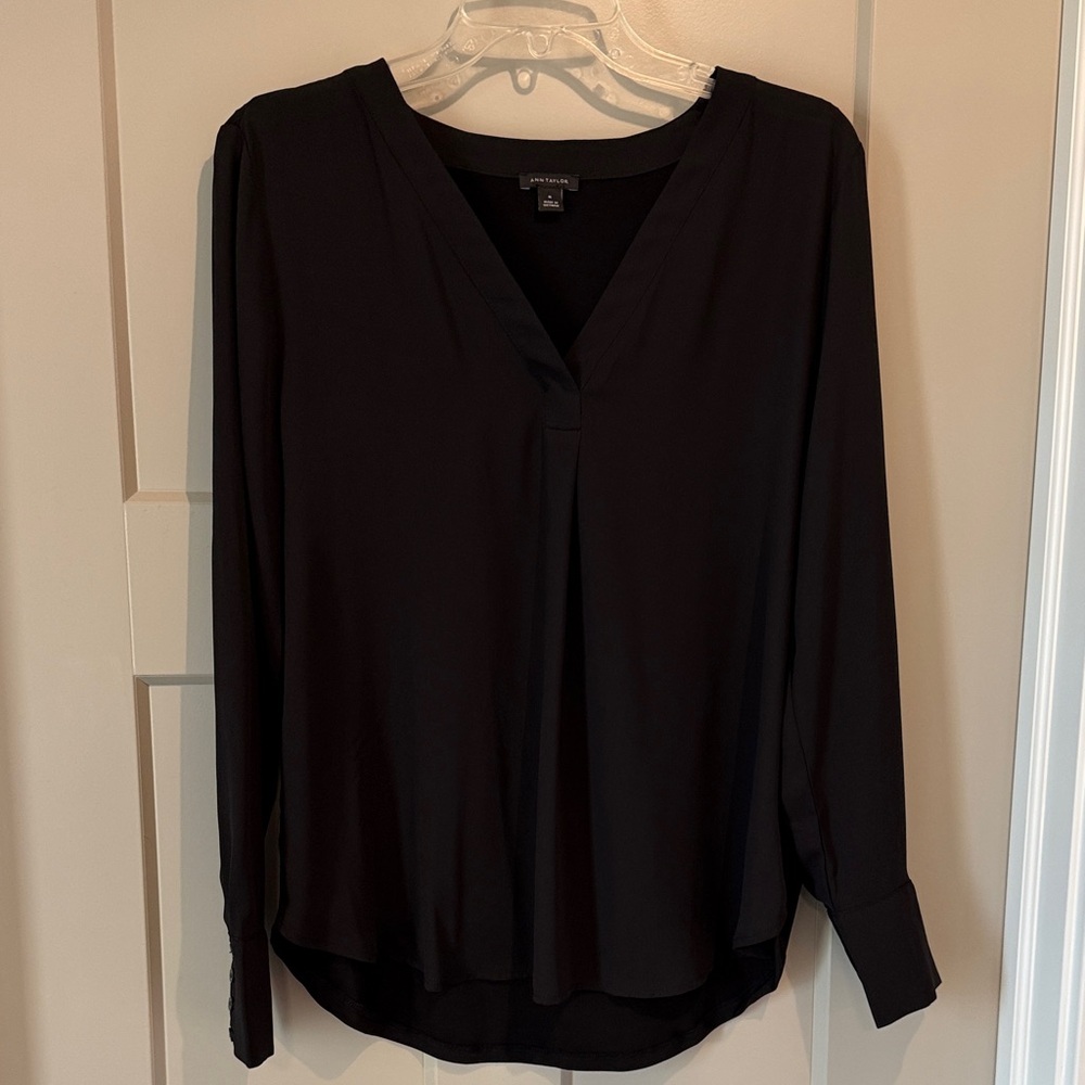 Ann Taylor Black Blouse Size M